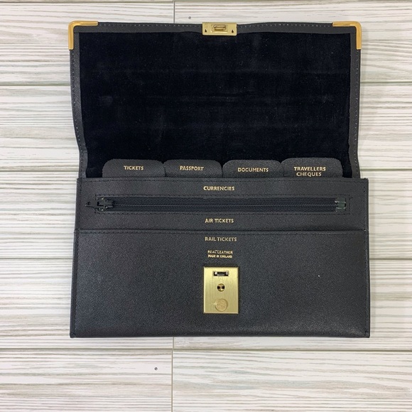 Travel Portfolio Black Leather Lockable Envelope Style - Picture 3 of 15